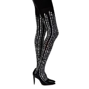 Zohara Geometric Pattern Tights Silver on Black Women Blacksilver